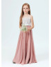 Spaghetti Straps Dusty Rose Long Junior Bridesmaid Dress